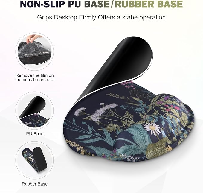 ToLuLu Desk Mat, XXL Large Mouse Pad Wrist Support Set，4 in1 Gaming Mousepad Desk Pad+ Ergonomic Mouse Pad with Wrist Rest + Keyboard Wrist Rest+Coaster for Home Office Computer Table, Weeds Plants