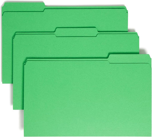 Smead File Folder, Reinforced 1/3-Cut Tab, Legal Size, Green, 100 per Box (17134)