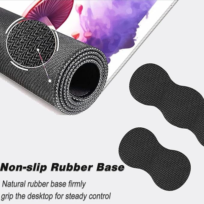 Keyboard Mouse Pad Set,Large Mouse Pad+Keyboard Wrist Rest+Wrist Support+Coaster,31.5x11.8in Extended Desk Mat for Computer Laptop Office Home-Mushrooms