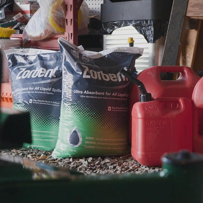 Zorbent Oil Spill Absorbent | 1 Cu Ft Bag Absorbs up to 6 Gallons of Liquid. Replaces 98 lbs of Clay. Non-Toxic, Low-Dust, with Cleaning Agent. For Fast Industrial Spill Cleanup.