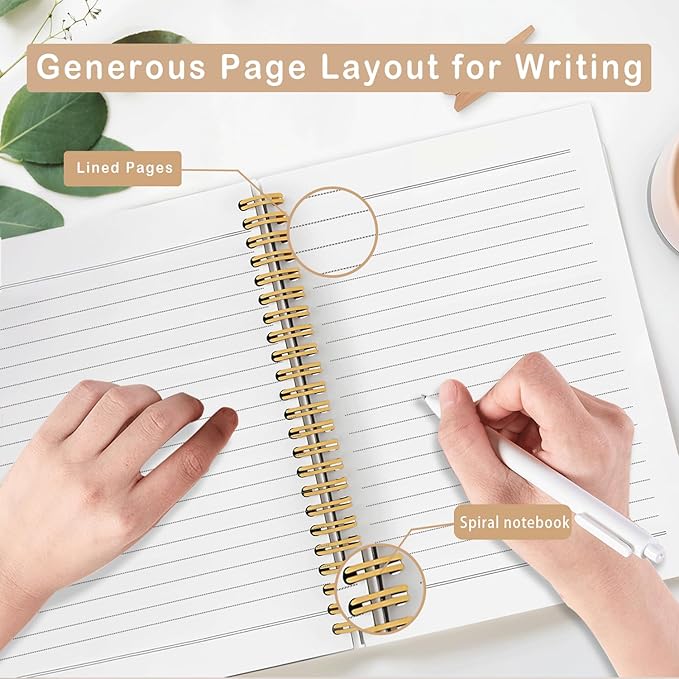 MOFUYU Cute Notebook for Girls,Coquette Bow Hardcover Spiral Notebook,Pastel Yellow Floral Journal A5,Pretty Gift for Teen Girls or Students