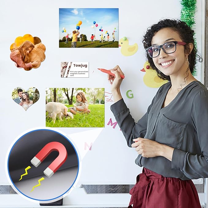 Printable Magnetic Sheets 8.5x11 Inches for Inkjet Printers, 25 Sheets Glossy Print Paper Non-Adhesive Backing, 12mil ThicknessDIY Flexible Magnet Photos