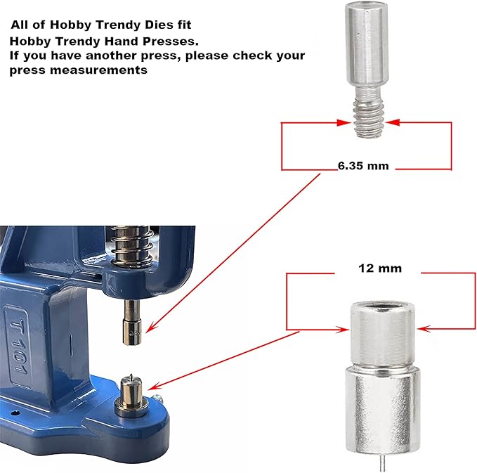 Hand Press with Brass 14 mm and 17 mm Jean Buttons Nipple Rivets 5mm (Nr3) Eyelets 7 and 9 mm Single Capped Rivets Matching Dies and Hole Punch (Blue Press)