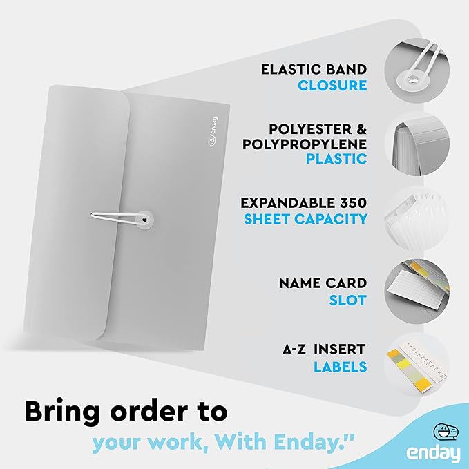 Accordion File Organizer 13 Pocket Expanding File Folder with Labels, Accordion File Organizer Letter Size Letter A4 Paper for Receipts, Bills and Documents 13" x 9.5” –by Enday