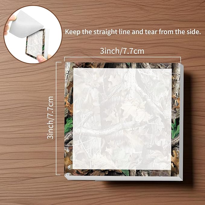 Sticky Notes, 2 Pads, 3x3 inches, Cute Colorful Fun Self-Stick Note Pads, Easy Post, Strong Adhesive Notepad Hunting Camo