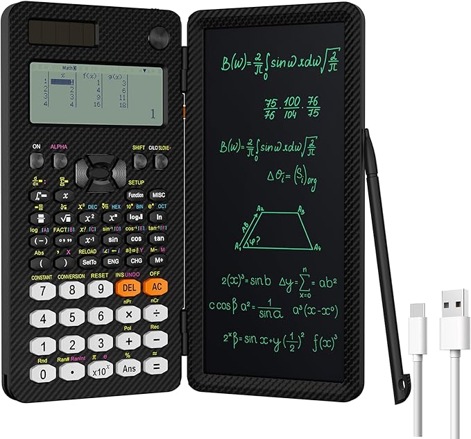 NEWYES Scientific Calculator Rechargeable, with Writing Tablet and Pen, 552 Functions for Students and Professionals in Mathematics, Physics and Engineering