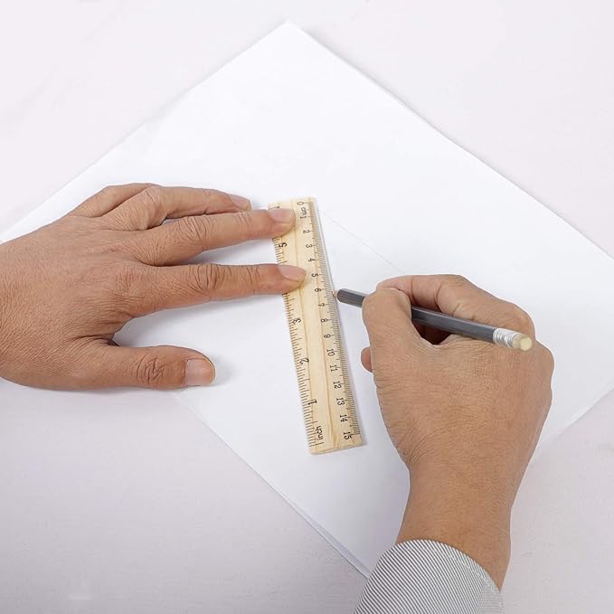 KINJOEK 144 Packs 6 Inch Wooden Rulers Bulk Double Sided Pine Wood School Small Ruler Measuring for Home, Student, Office Use, 2 Scale, 15 cm