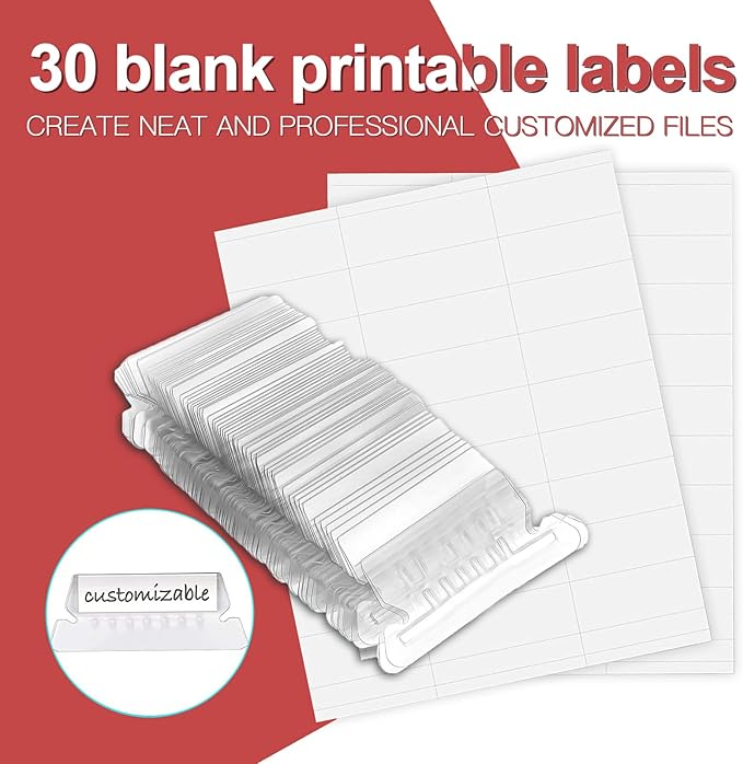 HERKKA Hanging File Folders, 30 Pack Reinforced Letter Size Hanging Folders, Designed for Bulky Files, Filing Cabinet, 1/5-Cut Adjustable Tabs (Red)