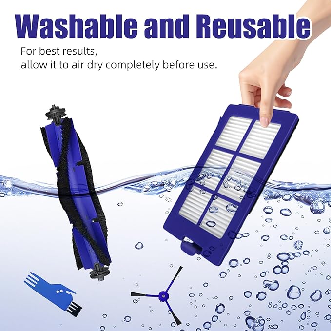 15 Pack Reusable Replacement Parts For Eufy RoboVac X8 & X8 Hybrid Robotic Vacuum(6 Side Brushes, 4 Filters,1 Main Roller Brush, 2 Mop Pads, 1 Cleaning Brush, 1 Screwdriver Accessories)