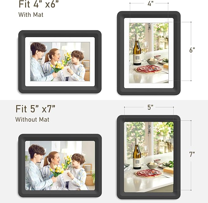 1-Pack 5x7 Picture Frame or 4x6 with Mat – Shatterproof Plastic Photo Frame for Family, Nursery, and Playroom, Wall & Tabletop Picture Frames for Home, Office, Safe & Lightweight Design in Black