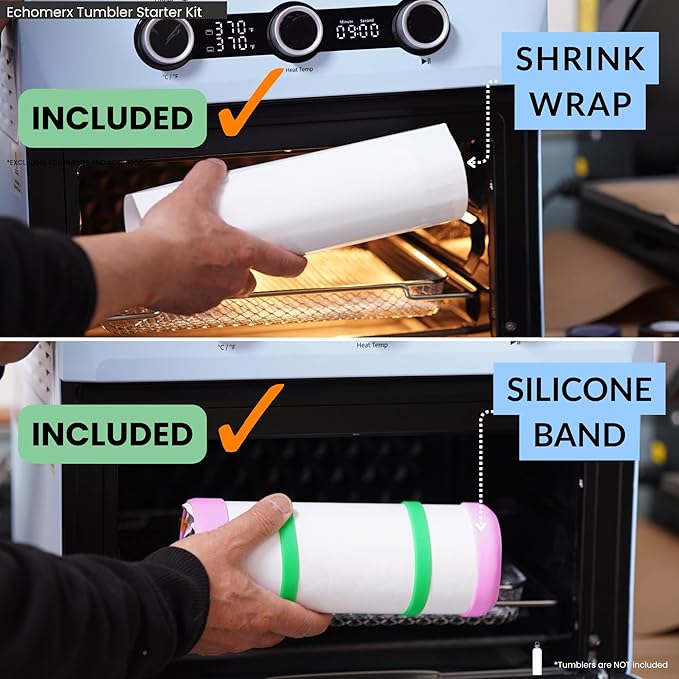 echomerx Sublimation Tape Dispenser Bundle Tumbler Edition - Semi-Auto Tape Dispenser, Heat Resistant Gloves, Heat Tapes & More - Ultimate Starter Kit for Tumbler Sublimation