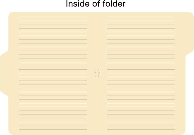Find It File Folders - Pack of 12 Tabbed, Letter Size, Double-Sided, Ruled Filing Folders for Office, School, Note-Taking and Organization, Back to School Supplies for College Students - Manila