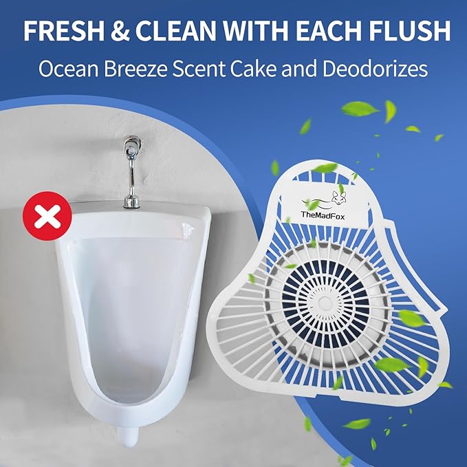 Urinal Screen Deodorizer (12 Pack),Urinal Cakes with Block Long-Lasting Ocean Scent,Anti-Splash Urinal Screens for Men Bathroom Airport Office Mall Hotel