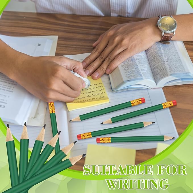 50 Pcs 4 Inch Mini Golf Pencils with Erasers Bulk Pack of Wooden Pencils for Parties Weddings School and Offices (Green)