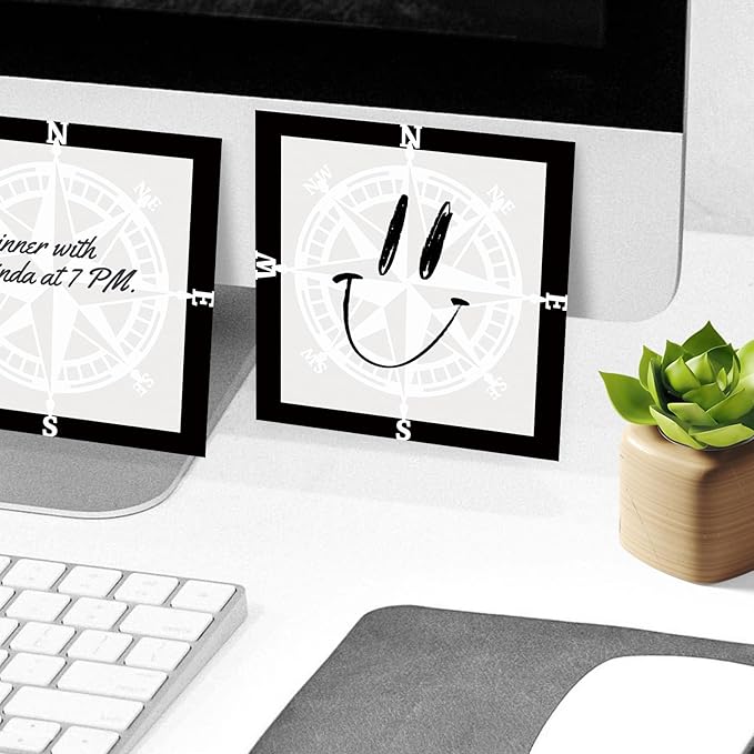 Sticky Notes, 2 Pads, 3x3 inches, Cute Colorful Fun Self-Stick Note Pads, Easy Post, Strong Adhesive Notepad White Compass Design