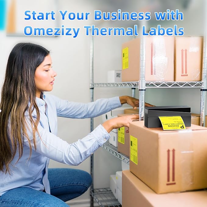 4x6 Thermal Labels, 1 Packs of 500 4x6 Fold Labels Yellow - Compatible with JADENS, ASprink, Phomemo, Rollo, Zebra, Omezizy and Other Thermal Printers