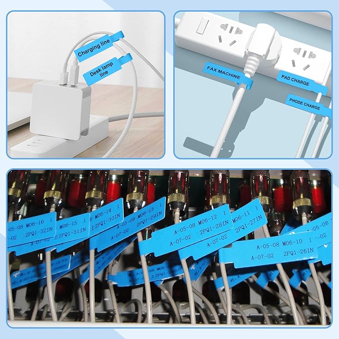 NIIMBOT D11 Label Tape D110 Label Maker Papers 3Rolls Cable Labels, Self-Adhesive Labeling Tape 0.47" X 4.29" (12 X 109mm) Cable Label Refills for Home Office Circuit Box, 195 Labels/3Rolls, Blue