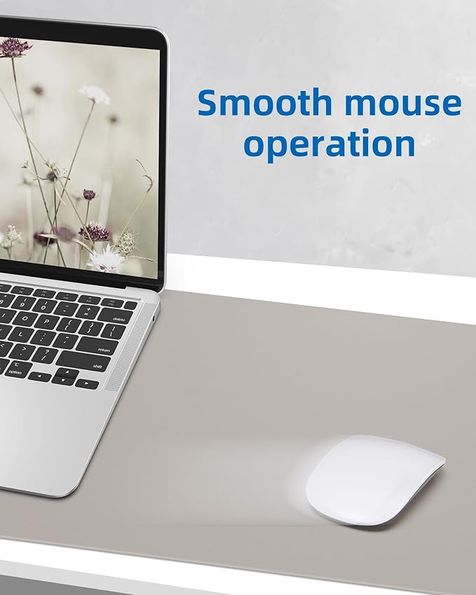 Leather Desk Pad Protector,Mouse Pad,Office Desk Mat, Non-SlipPU Leather Desk Blotter,Desk matt for Desktop,Waterproof Keyboard mat for Office/Home/Decor (Light Grye,31.5" x 15.7”