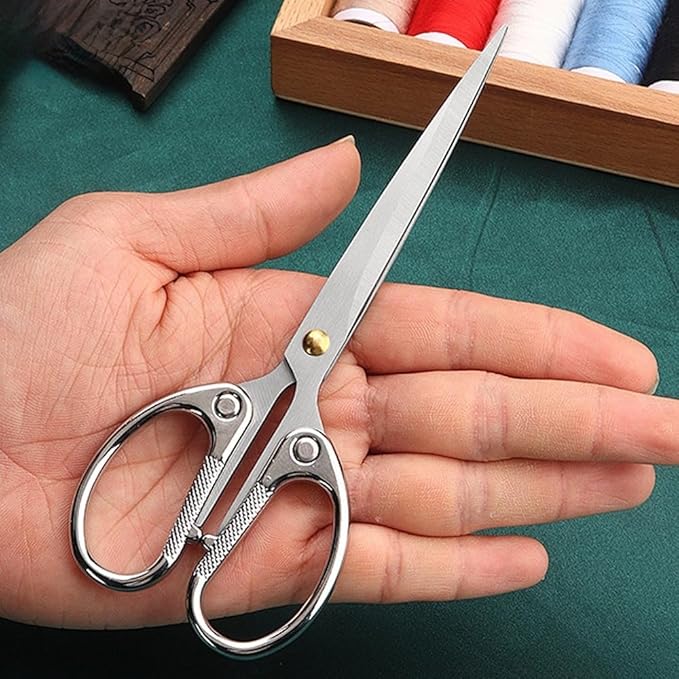 6.3" All Stainless Steel Office Scissors,Ultra Sharp Blade Shears,Sturdy Sharp Scissor for Office Home School Sewing Fabric Craft Supplies Multipurpose Scissors Sliver