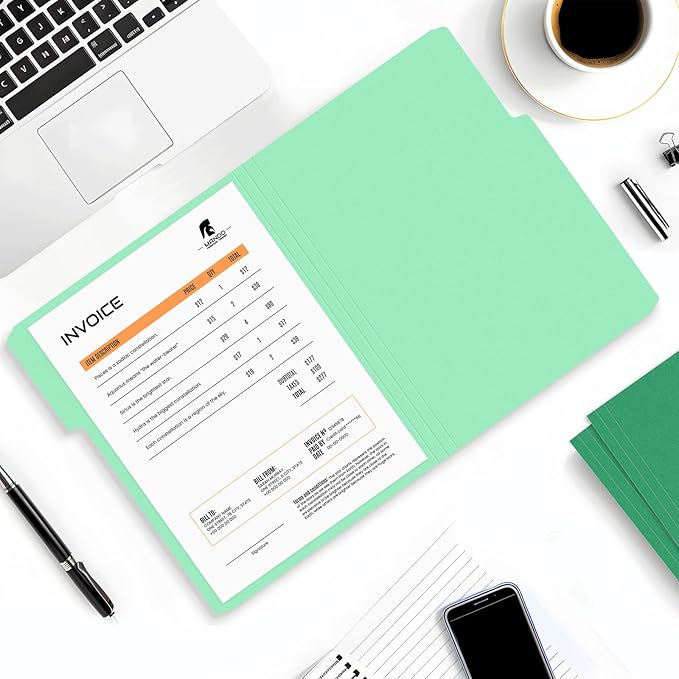 SUNEE File Folders, 120 Pack Manilla Folders 8.5 x 11, Colored File Folders Home Office School Supplies for Documents Files Paper, Green