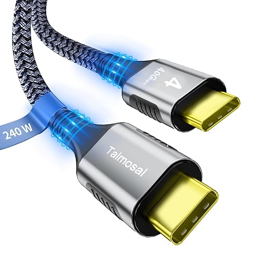 Talmosal USB4 for Thunderbolt 4 Cable 5ft, Support 8K@60Hz, 4K@144Hz 40Gbps/240W PD Charging for iPhone 16/15, Thunderbolt 3, MacBook Pro, Docking, eGPU, SSD, Surface Pro