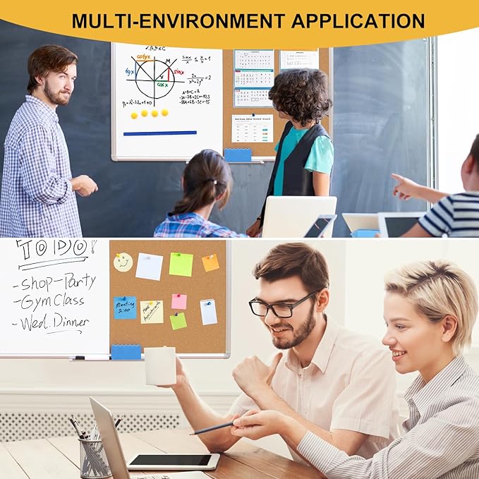 DEVELOP Combination Magnetic Dry Erase Board & Cork Board, 36 x 24 Inch Combo for School, Office, Home, Wall-Mounted Whiteboard Bulletin Board with Removable Tray, Pins, Eraser, Markers & Magnets