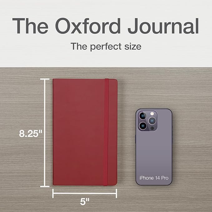 Oxford Journal, Lined Writing Notebook, Writer's Journal, Classic Notebook for School or Office, 240 Pages of Lined Ivory Paper, 5" x 8.25", Red Hardcover (1014598)