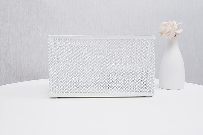 Annova Mesh Desk Organizer Office with 7 Compartments + Drawer/Desk Tidy Candy/Pen Holder/Multifunctional Organizer (White)