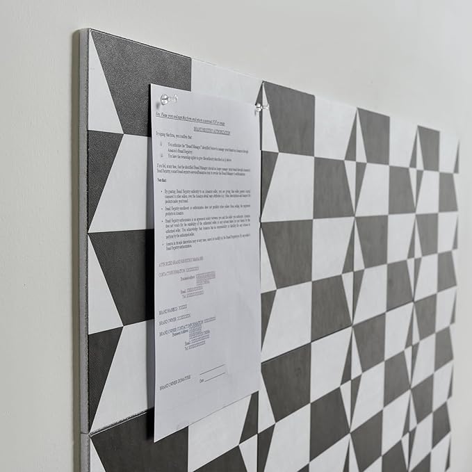 12-Pack Felt Wall Tiles, Large Bulletin Board with Safe Removable Adhesive Tapes, 11.8 x 11.8in Panels Alternative for Home Wall Decor, Black-and-White Pattern