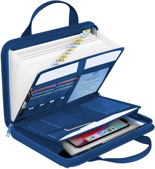 File Organizer Fireproof Expanding Accordion File Folder with Zipper Labels13 Pockets Document Organizer Holder Storage Box Bag for Business Office Receipt Home Travel