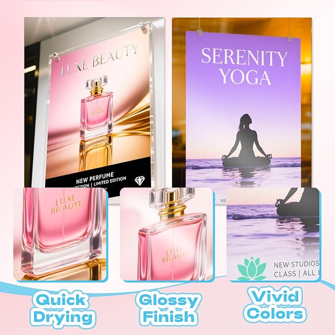 Uinkit 37lb Thin Flyer Paper Glossy 8x10 Inkjet 100 Sheets Single Side DIY Chip Bag 135gsm Photos Picture for Inkjet Printer with Dye Ink Brochure (8X10X100)