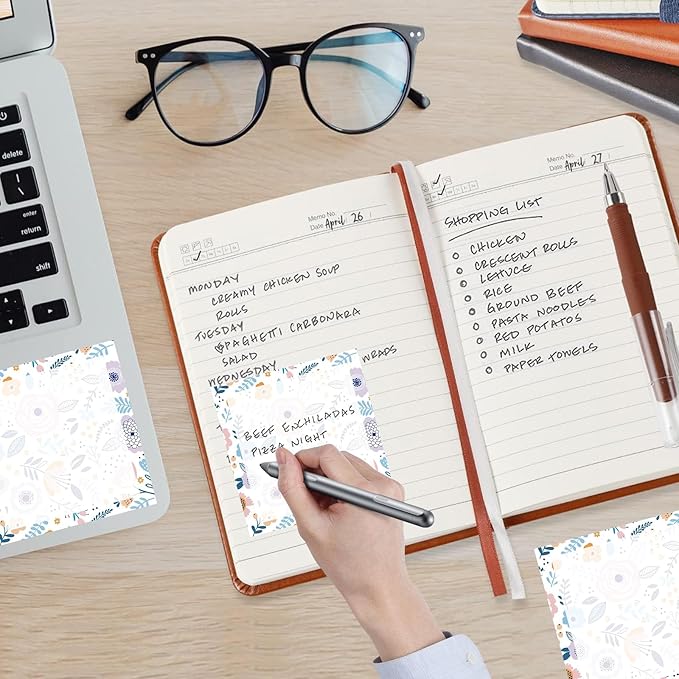 Sticky Notes, 2 Pads, 3x3 inches, Cute Colorful Fun Self-Stick Note Pads, Easy Post, Strong Adhesive Notepad Pastel Flower Mix