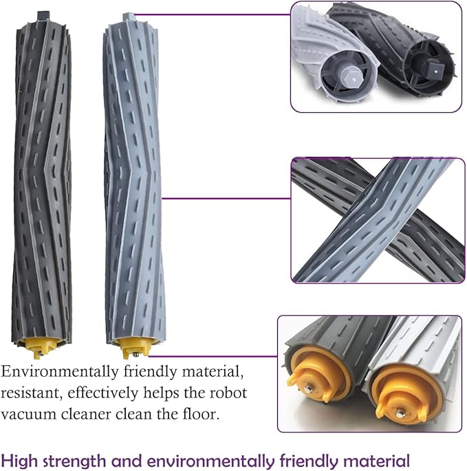 PELLYDA Rubber Roller Brushes,Replacement Parts for irobot Roomba 800 & 900 Series, Roomba 800 850 860 861 866 870 880 890 900 980 985 Vacuum,Roomba Accessories 2 Sets of Debris Extractor
