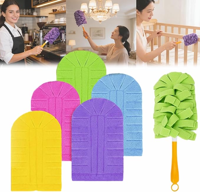 360° Electrostatic Duster Refills, The Sustainable Choice for a Dust-Free Home, Washable Duster Refills Reusable, Duster Refills Washable for Hand Duster, High-Density Microfiber (5 Refills)