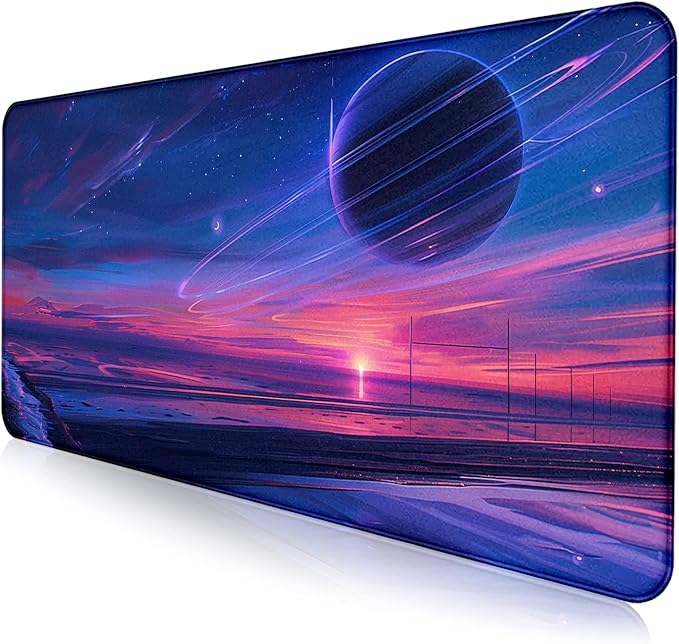 Anime Landscape Mouse Pad, Oversized Gaming Desk Pad, Space Planet Computer Mouse Pad, XXL Laptop Mouse Keyboard Pad, 35.4 x 15.7 x 0.12 Inch Office Desk Decoration