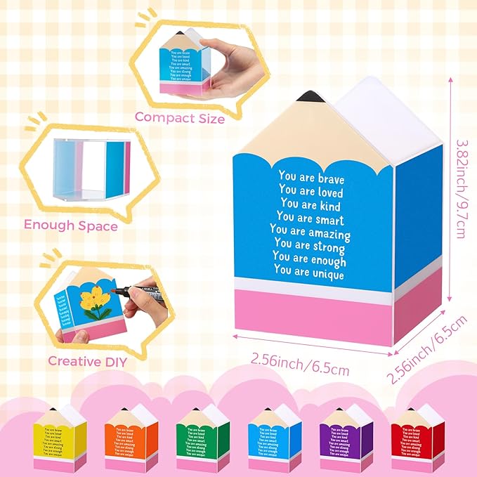 Sherr 12 Pcs Pencil Shaped Pen Holders, Acrylic Pencil Organizer Cups, Cute Creative Stationery Storage, Appreciation Gifts for Teacher Student School Classroom Office Home Desktop Supplies (Positive)