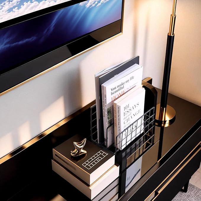 File Folder Organizer for Desktop,3 Section Metal Vertical magazine Stand Holder,Paper tray/Mail countertop/Record/Letter/Book Rack Sorter Holders,Desk organizers and accessories & office supplies