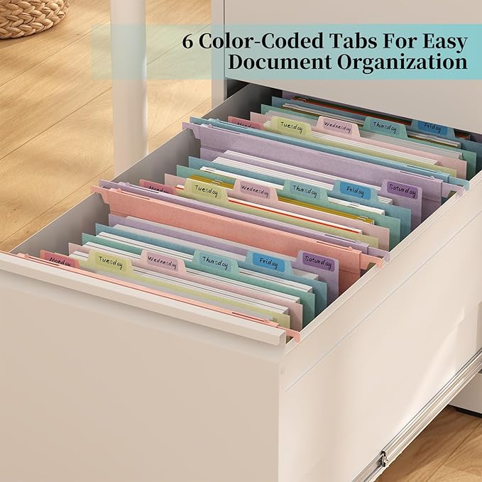 3 Packs Wheat Straw Expanding Hanging File Folders, 7 Accordion Pockets with 1.2'' Expandable File Organizer, Multi-Color Tabs, Letter Size for Filing Cabinet - 3 Packs (Assorted Colors)