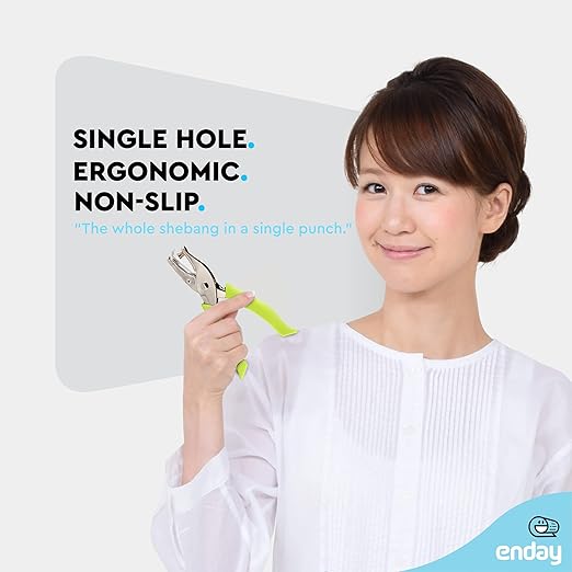 Single Hole Punch Metal Green, 1/4” Hole Puncher with Soft Grip Handles for Paper and Crafts Round Circle Shape, for Kids and Adults, Also Available in Purple, Pink, Red, Blue, Grey, 2 Pc – by Enday