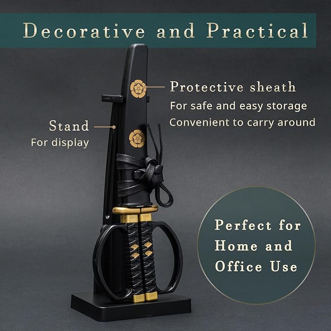 Japanese Samurai Katana Sword Shape Scissors 7.3 inch Made in JAPAN (Golden Dragon)