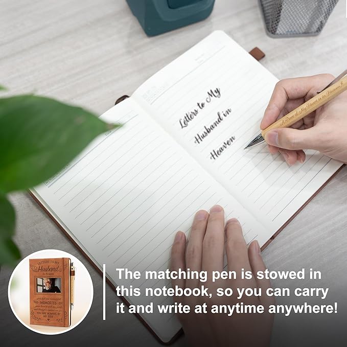 Letters to My Daughter in Heaven Leather Journal with Photo Slot, Sympathy Gift for Loss of Daughter, Memorial Notebook with Pen & Keychain, Bereavement Gift for Grieving Parents