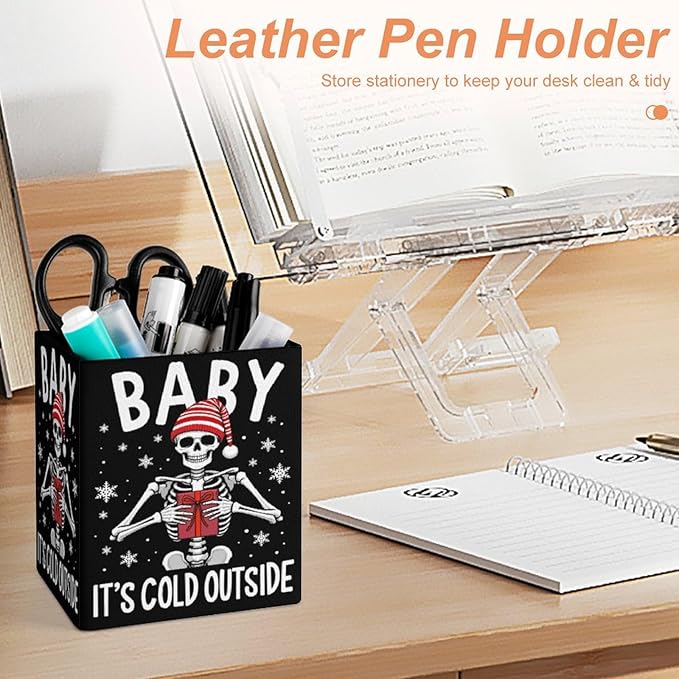 Fashion Pencil Pen Holder Cup, Waterproof Office Supplies, Waterproof Multifunctional Office Supplies Christmas Skeleton Funny Sugar Skull