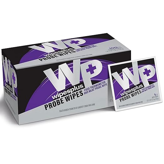 WIPESPLUS Probe Wipes Food Thermometer Wipes, Meat Probe Wipes with Individual Sachets for Home and Business, 1000 Count, (10 Packs of 100 Sachets)