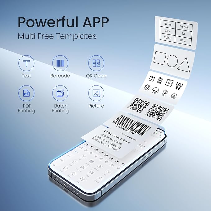 CLABEL Desk Bluetooth Barcode Label Printer: 221D Label Maker with Direct Thermal Printing, 2 Inch Print Width for Barcodes Address Shipping Warehouse with 1 Roll Label