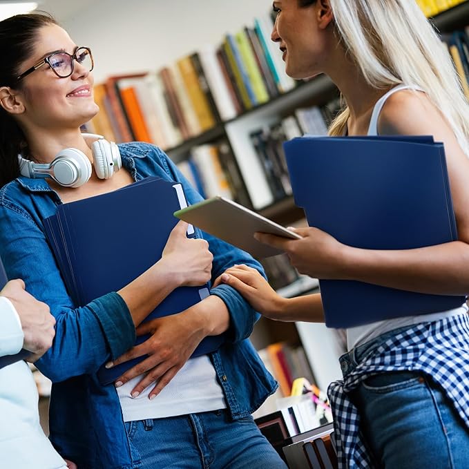 48 Pack Colored Plastic File Folders with Tabs and Sticky Labels Sturdy 1/3 Cut Tab Manila File Folders Letter Size 8. 5 x 11 Inch for Office Home Supplies Organizer Documents(Navy Blue)