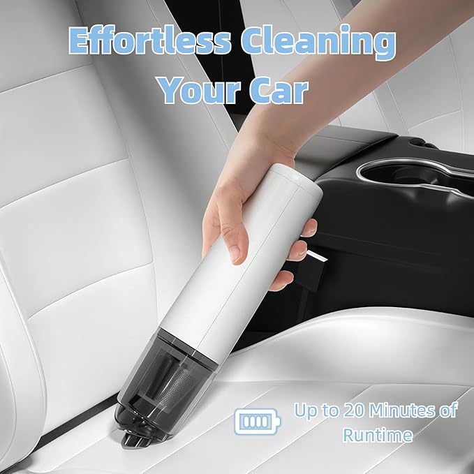 Zannful Portable Car Vacuum Cleaner, Cordless Handheld Vacuum, Lightweight Mini Vacuum for Car and Home with Washable HEPA Filter, Rechargeable