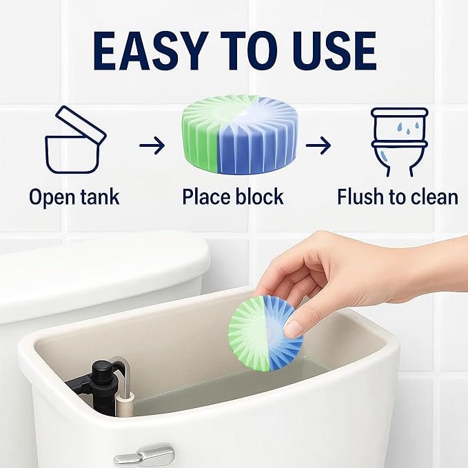 KELITE Automatic Toilet Bowl Cleaner Tablets, 10 Pack Long-Lasting Toilet Tank Cleaner for Bathroom, Blue Water Freshener, Prevents Stains & Odor, Safe for All Toilets (1, 10 Pack (Green+Blue))