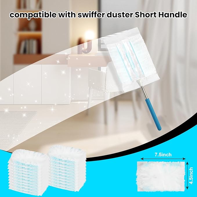 20 Count Feather Dusters Refill for Cleaning, 180 Degree Heavy Duty Duster Replacement Head for Swiffer Duster,Dusting Furniture, Blinds, Ceiling Fans, Helps Remove Allergens