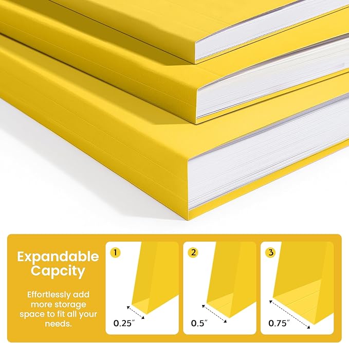 Colored File Folders Letter Size, 60 Pack Yellow Folders 1/3 Cut Tabs, Assorted Pastel Color Office School Buiness Folders for Filing Organization, Paper File Folder Bulk Set