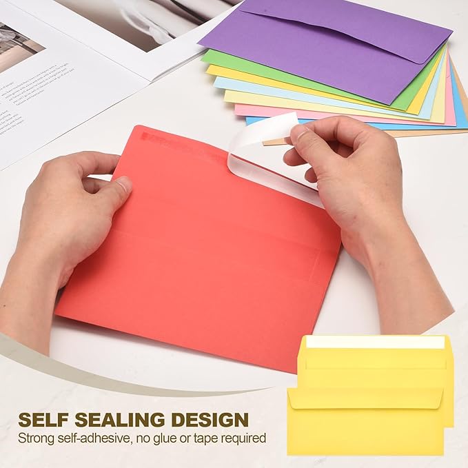 PATIKIL 100 Pack Lemon Yellow #10 Business Envelopes, Colored Self Seal Letter Size Envelopes for Business Mailing Office Checks Invitation, 4-1/8 x 9-1/2 Inches